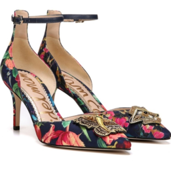 navy blue floral shoes